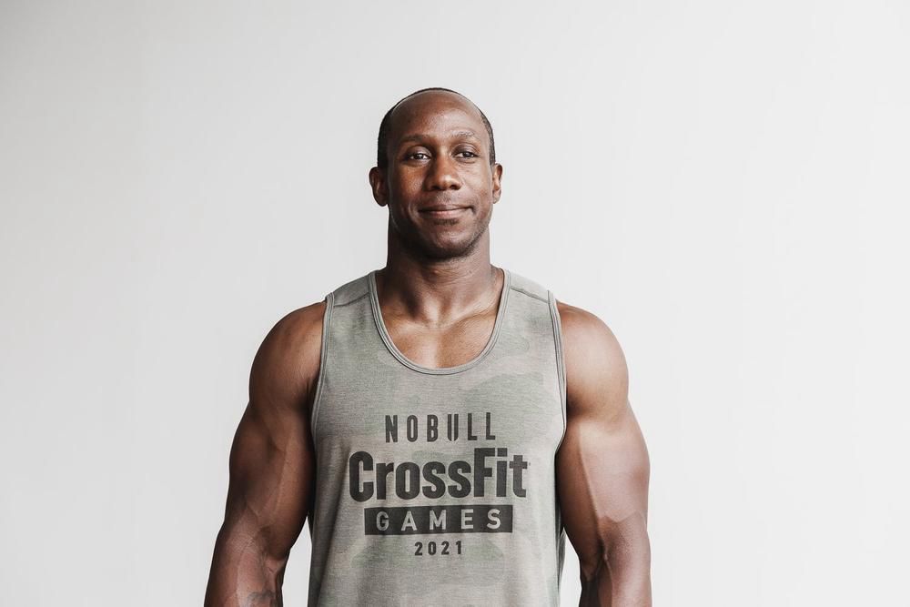 NOBULL Men's Crossfit Games® 2021 Tank Tops - Army Green Camo - Ireland (3427SKRZM)